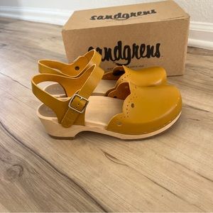 Sandgrens Wooden Clogs in Mustard Yellow Size 37